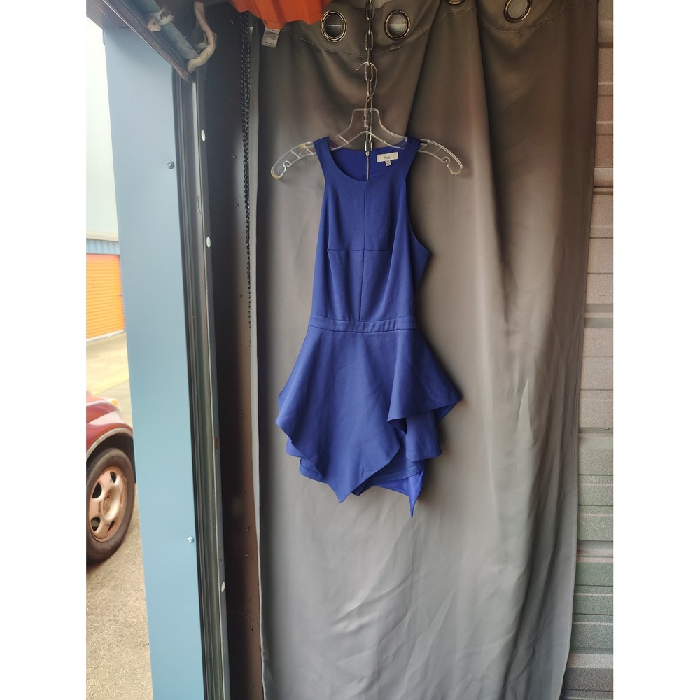 Ava Royal Blue Peplum Romper Sleeeless Open Back Cutout Cocktail‎ Jumpsuit XS